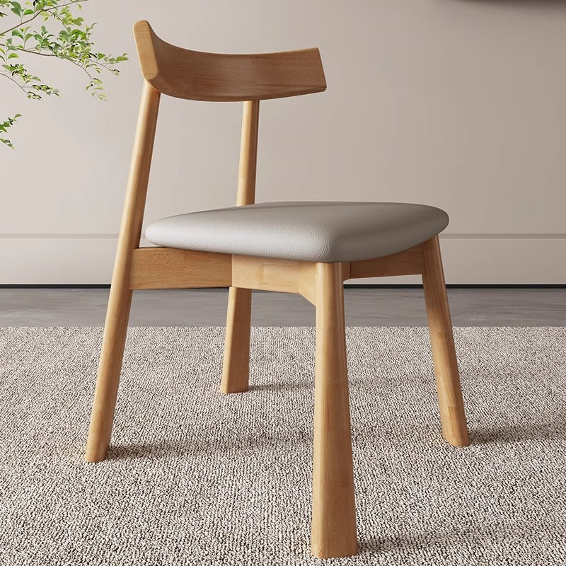 Modern Minimalist Solid Wood Dining Chair Cat Scratch Leather Backrest For Dining Room