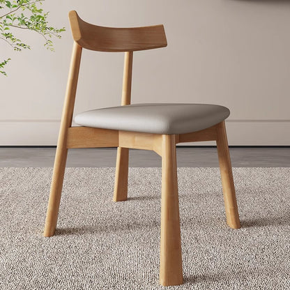 Modern Minimalist Solid Wood Dining Chair Cat Scratch Leather Backrest For Dining Room