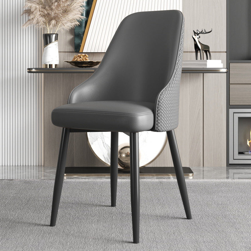 Modern Minimalist Synthetic Leather Sponge Iron Dining Chair Backrest For Dining Room