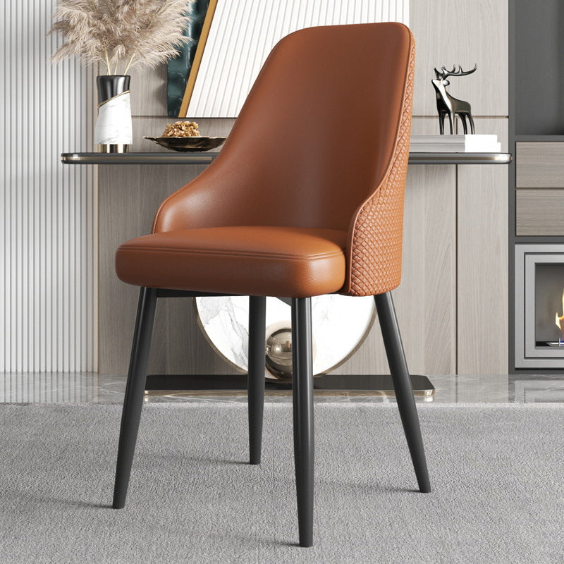 Modern Minimalist Synthetic Leather Sponge Iron Dining Chair Backrest For Dining Room