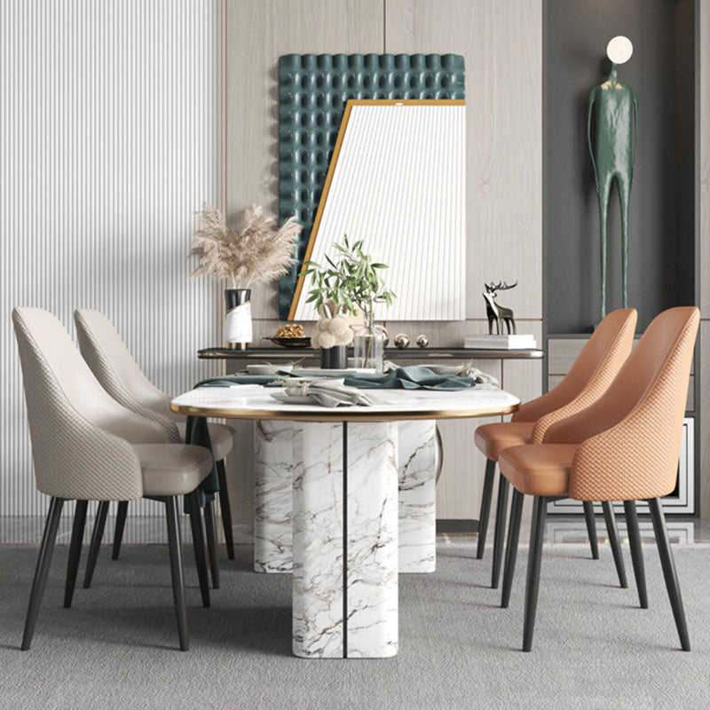 Modern Minimalist Synthetic Leather Sponge Iron Dining Chair Backrest For Dining Room