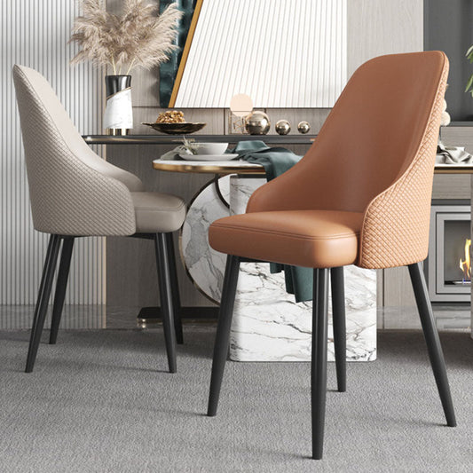 Modern Minimalist Synthetic Leather Sponge Iron Dining Chair Backrest For Dining Room