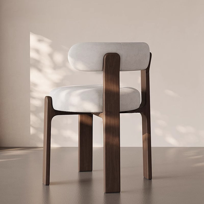 Traditional Vintage Solid Wood Cotton-Linen Sponge Dining Chair Backrest For Dining Room