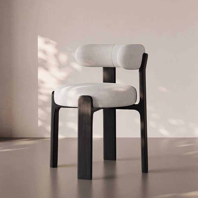 Traditional Vintage Solid Wood Cotton-Linen Sponge Dining Chair Backrest For Dining Room