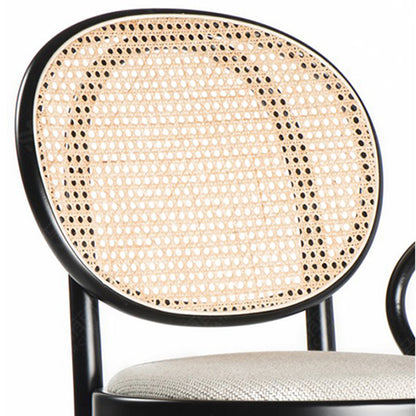 Modern Minimalist Solid Wood Natural Rattan Cotton-Linen Blend Sponge Dining Chair Backrest For Dining Room