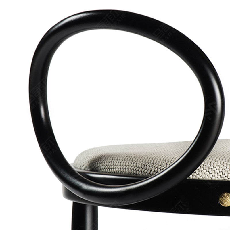 Modern Minimalist Solid Wood Natural Rattan Cotton-Linen Blend Sponge Dining Chair Backrest For Dining Room