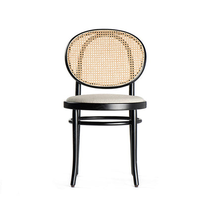 Modern Minimalist Solid Wood Natural Rattan Cotton-Linen Blend Sponge Dining Chair Backrest For Dining Room
