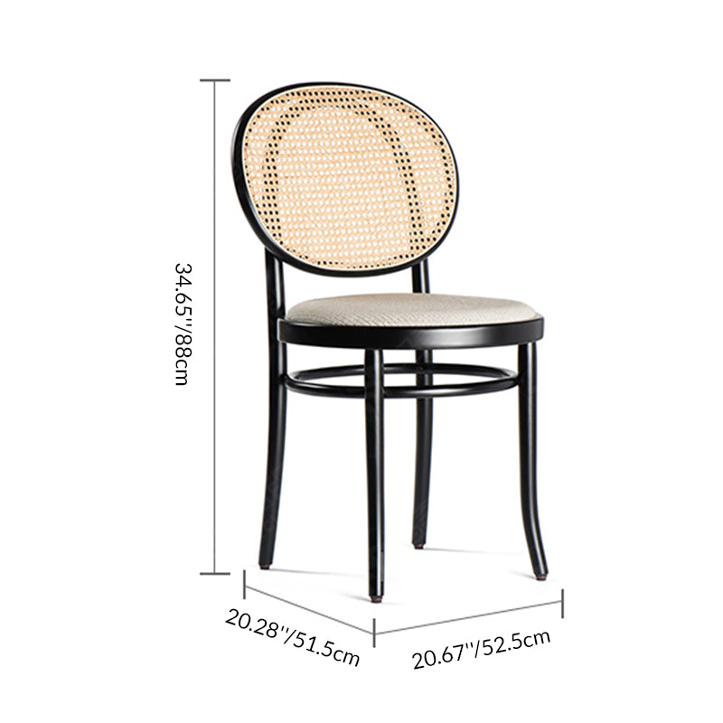 Modern Minimalist Solid Wood Natural Rattan Cotton-Linen Blend Sponge Dining Chair Backrest For Dining Room