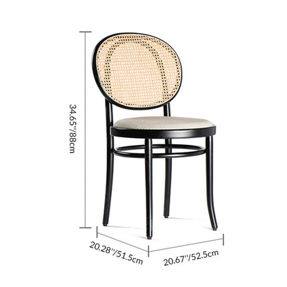 Modern Minimalist Solid Wood Natural Rattan Cotton-Linen Blend Sponge Dining Chair Backrest For Dining Room