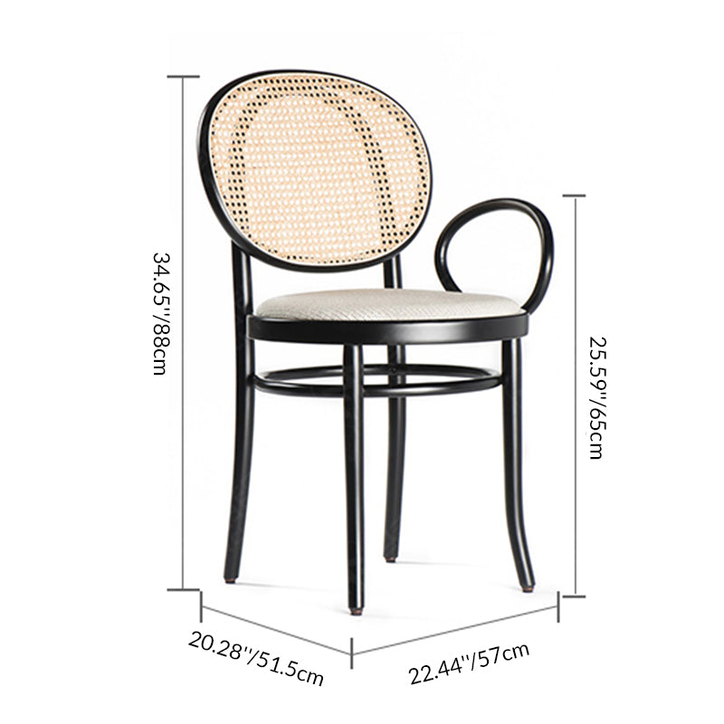 Modern Minimalist Solid Wood Natural Rattan Cotton-Linen Blend Sponge Dining Chair Backrest For Dining Room