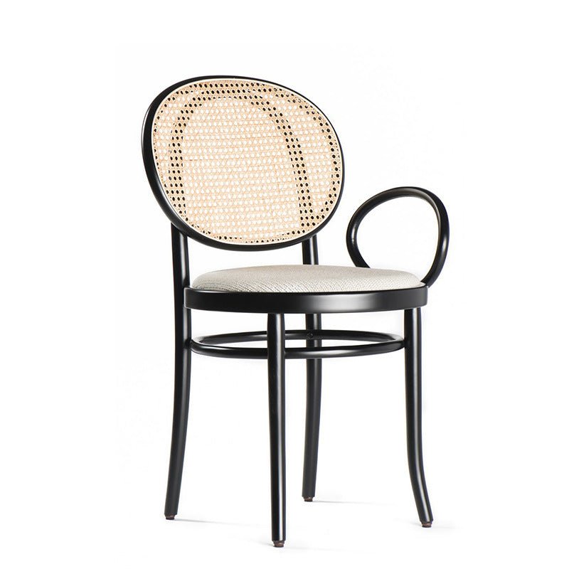 Modern Minimalist Solid Wood Natural Rattan Cotton-Linen Blend Sponge Dining Chair Backrest For Dining Room