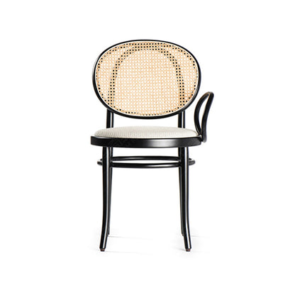 Modern Minimalist Solid Wood Natural Rattan Cotton-Linen Blend Sponge Dining Chair Backrest For Dining Room