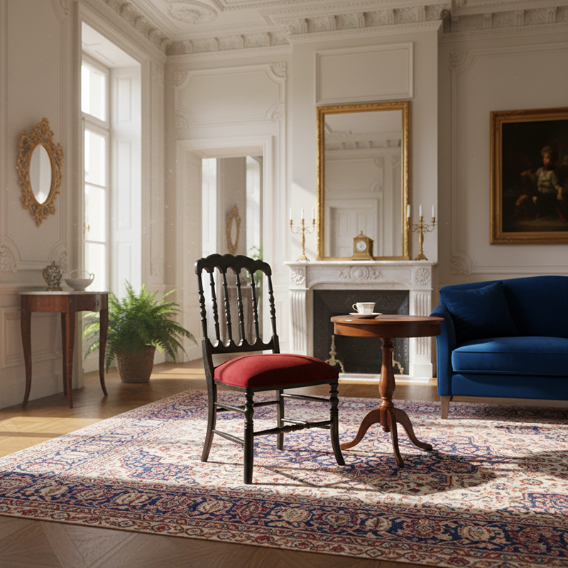 Traditional Vintage Solid Wood Cotton-Linen Sponge Cushion Dining Chair Backrest For Dining Room