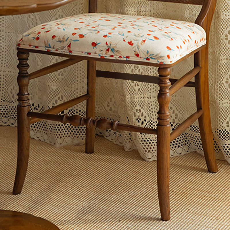 Traditional Vintage Solid Wood Cotton-Linen Sponge Cushion Dining Chair Backrest For Dining Room