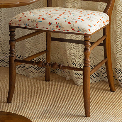 Traditional Vintage Solid Wood Cotton-Linen Sponge Cushion Dining Chair Backrest For Dining Room