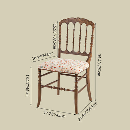 Traditional Vintage Solid Wood Cotton-Linen Sponge Cushion Dining Chair Backrest For Dining Room