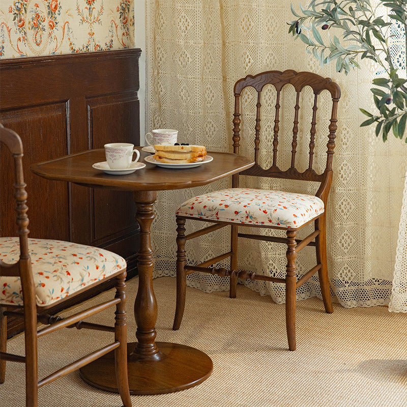 Traditional Vintage Solid Wood Cotton-Linen Sponge Cushion Dining Chair Backrest For Dining Room