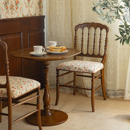 Traditional Vintage Solid Wood Cotton-Linen Sponge Cushion Dining Chair Backrest For Dining Room