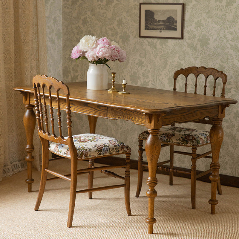 Traditional Vintage Solid Wood Cotton-Linen Sponge Cushion Dining Chair Backrest For Dining Room