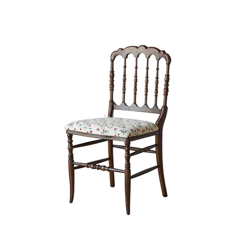 Traditional Vintage Solid Wood Cotton-Linen Sponge Cushion Dining Chair Backrest For Dining Room