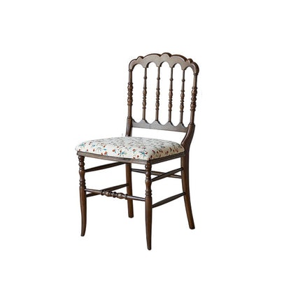 Traditional Vintage Solid Wood Cotton-Linen Sponge Cushion Dining Chair Backrest For Dining Room