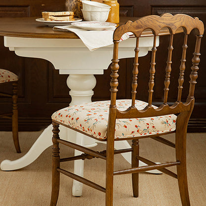 Traditional Vintage Solid Wood Cotton-Linen Sponge Cushion Dining Chair Backrest For Dining Room