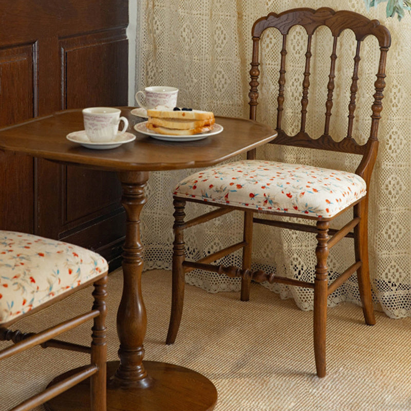 Traditional Vintage Solid Wood Cotton-Linen Sponge Cushion Dining Chair Backrest For Dining Room