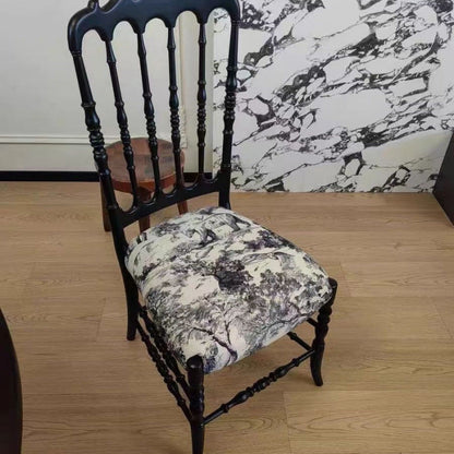 Traditional Vintage Solid Wood Fabric Upholstery Sponge Cushion Dining Chair Backrest For Dining Room