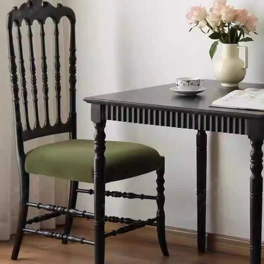 Traditional Vintage Solid Wood Fabric Upholstery Sponge Cushion Dining Chair Backrest For Dining Room