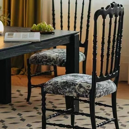 Traditional Vintage Solid Wood Fabric Upholstery Sponge Cushion Dining Chair Backrest For Dining Room