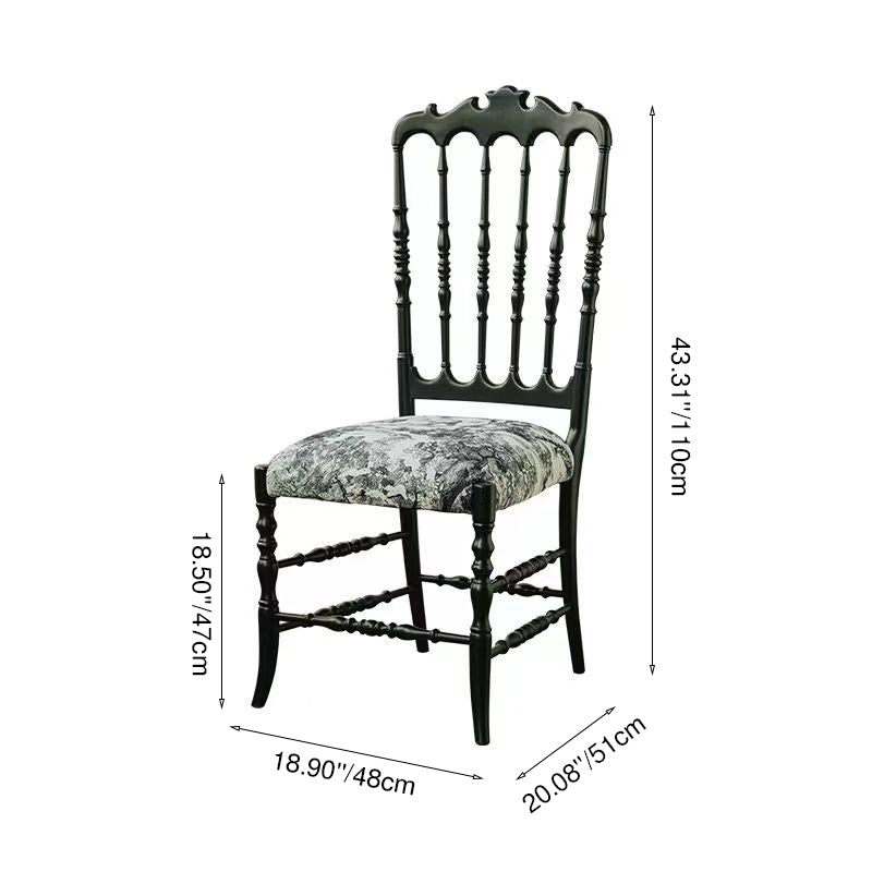 Traditional Vintage Solid Wood Fabric Upholstery Sponge Cushion Dining Chair Backrest For Dining Room