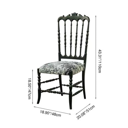 Traditional Vintage Solid Wood Fabric Upholstery Sponge Cushion Dining Chair Backrest For Dining Room