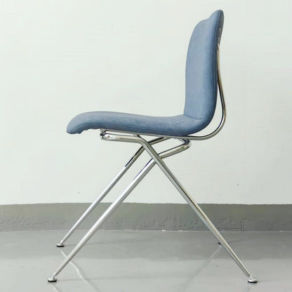 Modern Minimalist Curved Iron-Plated Solid Wood Plywood Cotton-Linen Blend Foam Cushion Dining Chair Backrest For Dining Room