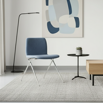 Modern Minimalist Curved Iron-Plated Solid Wood Plywood Cotton-Linen Blend Foam Cushion Dining Chair Backrest For Dining Room