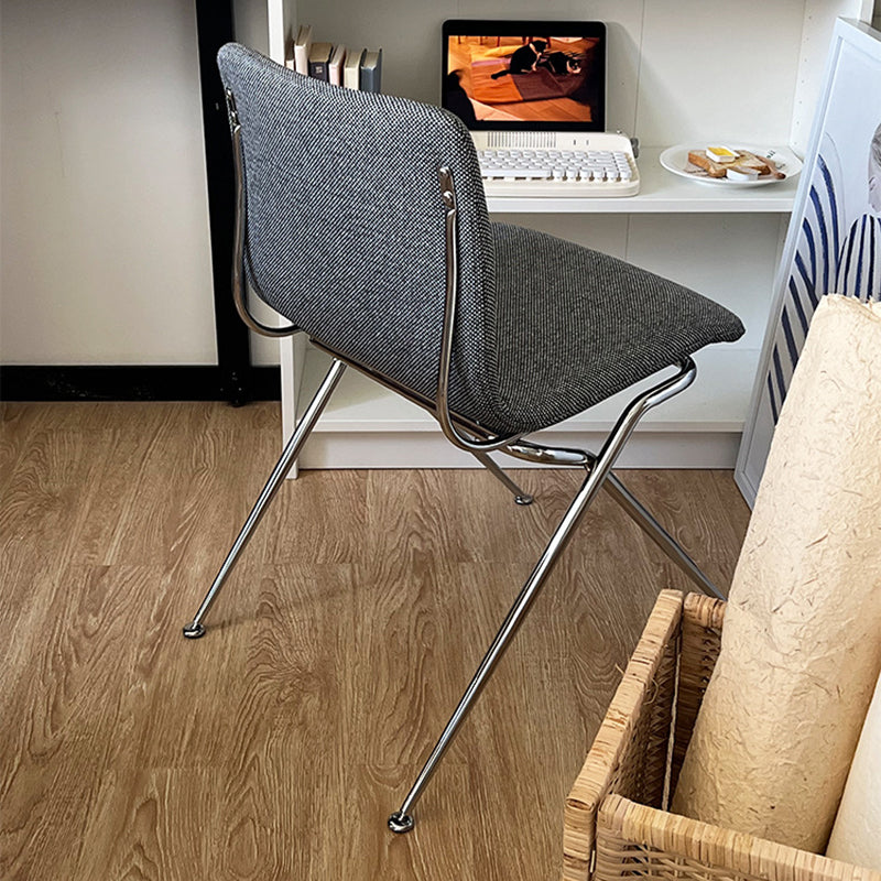 Modern Minimalist Curved Iron-Plated Solid Wood Plywood Cotton-Linen Blend Foam Cushion Dining Chair Backrest For Dining Room