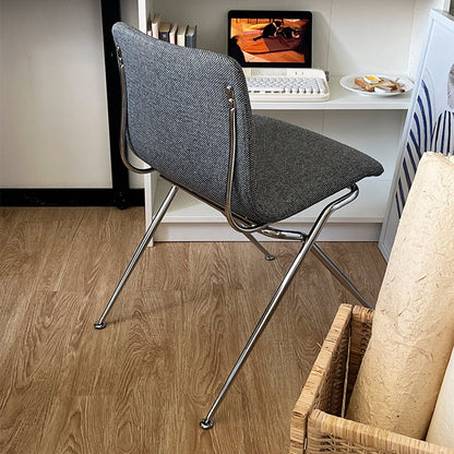 Modern Minimalist Curved Iron-Plated Solid Wood Plywood Cotton-Linen Blend Foam Cushion Dining Chair Backrest For Dining Room