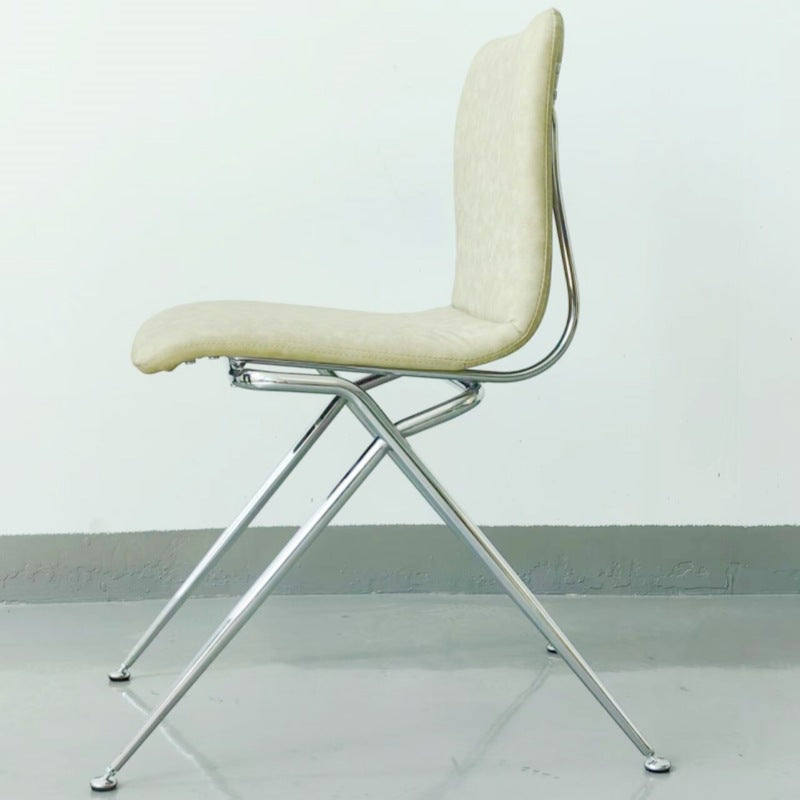 Modern Minimalist Curved Iron-Plated Solid Wood Plywood Cotton-Linen Blend Foam Cushion Dining Chair Backrest For Dining Room