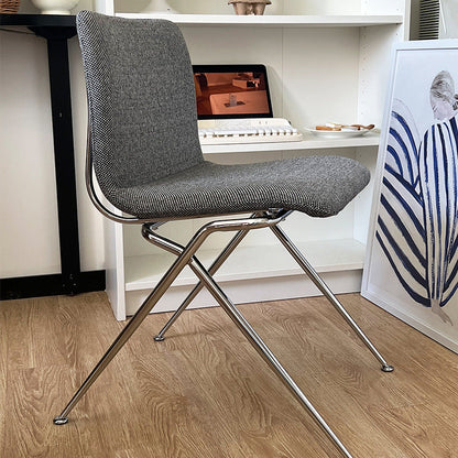 Modern Minimalist Curved Iron-Plated Solid Wood Plywood Cotton-Linen Blend Foam Cushion Dining Chair Backrest For Dining Room