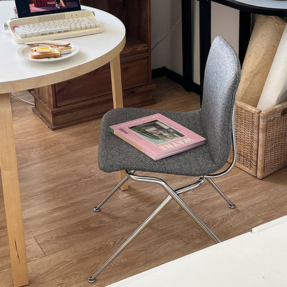 Modern Minimalist Curved Iron-Plated Solid Wood Plywood Cotton-Linen Blend Foam Cushion Dining Chair Backrest For Dining Room