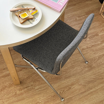 Modern Minimalist Curved Iron-Plated Solid Wood Plywood Cotton-Linen Blend Foam Cushion Dining Chair Backrest For Dining Room