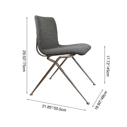 Modern Minimalist Curved Iron-Plated Solid Wood Plywood Cotton-Linen Blend Foam Cushion Dining Chair Backrest For Dining Room