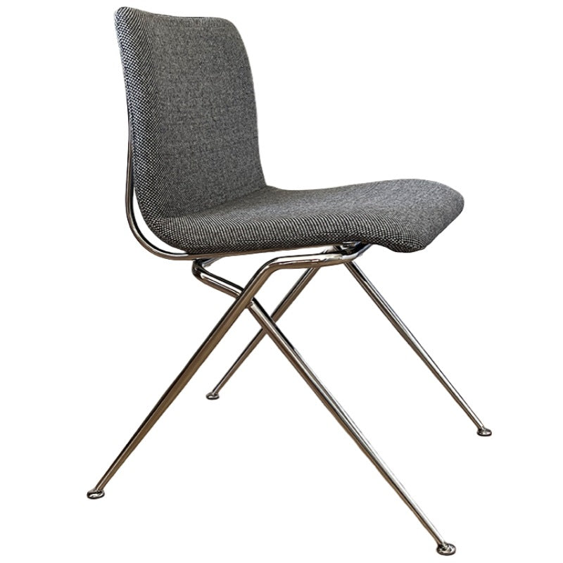 Modern Minimalist Curved Iron-Plated Solid Wood Plywood Cotton-Linen Blend Foam Cushion Dining Chair Backrest For Dining Room