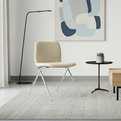 Modern Minimalist Curved Iron-Plated Solid Wood Plywood Cotton-Linen Blend Foam Cushion Dining Chair Backrest For Dining Room