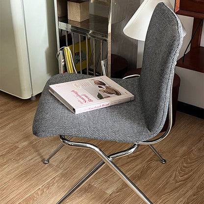 Modern Minimalist Curved Iron-Plated Solid Wood Plywood Cotton-Linen Blend Foam Cushion Dining Chair Backrest For Dining Room