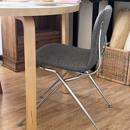 Modern Minimalist Curved Iron-Plated Solid Wood Plywood Cotton-Linen Blend Foam Cushion Dining Chair Backrest For Dining Room