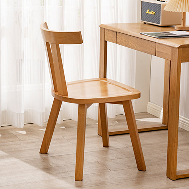 Modern Minimalist Solid Wood Dining Chair Backrest Grooved Seat For Dining Room