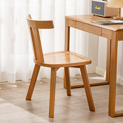 Modern Minimalist Solid Wood Dining Chair Backrest Grooved Seat For Dining Room