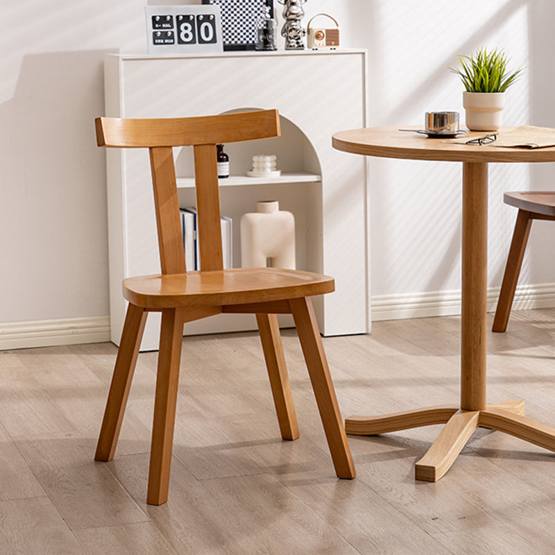 Modern Minimalist Solid Wood Dining Chair Backrest Grooved Seat For Dining Room
