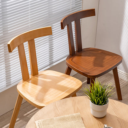 Modern Minimalist Solid Wood Dining Chair Backrest Grooved Seat For Dining Room