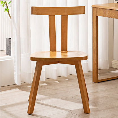Modern Minimalist Solid Wood Dining Chair Backrest Grooved Seat For Dining Room